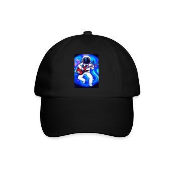 Astronaut spielt Gitarre - Baseballkappe - Schwarz/Schwarz - Vorne