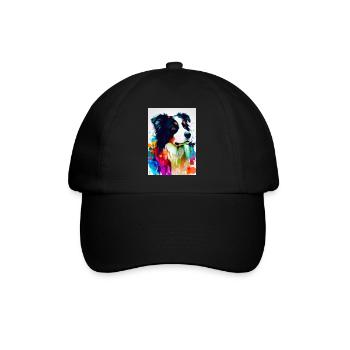 Bunter Border Collie - Baseballkappe - Schwarz/Schwarz - Vorne