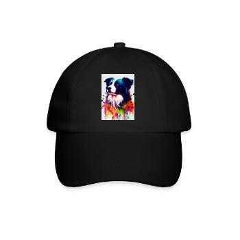 Bunter Border Collie - Baseballkappe - Schwarz/Schwarz - Vorne