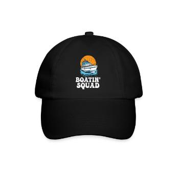 Motorboating Crew Pontoon Boatin Squad Lake Life - Baseballkappe - Schwarz/Schwarz - Vorne