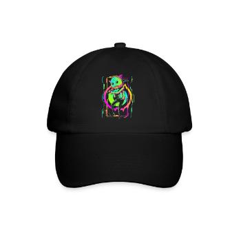 Cyberpunk Streetwear Gamer Technik - Baseballkappe - Schwarz/Schwarz - Vorne