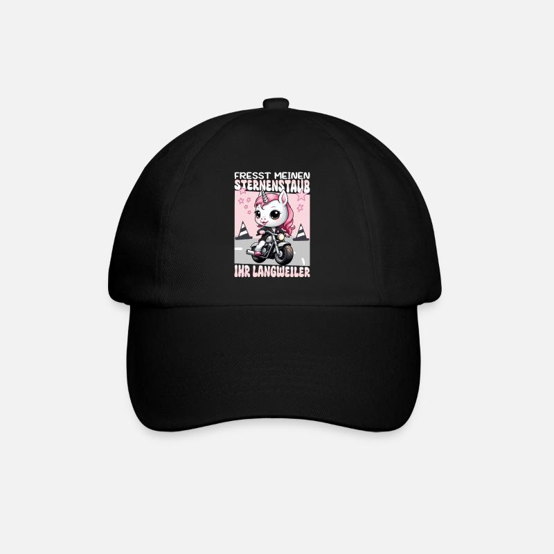 Einhorn auf Motorrad - Baseballkappe - Schwarz/Schwarz