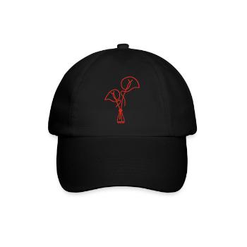 Rote Blumenskizze - Baseballkappe - Schwarz/Schwarz - Vorne