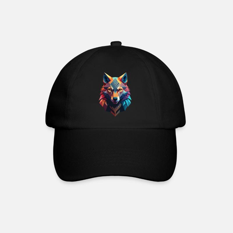 Low poly avatar of a wolf - Baseball Cap - black/black