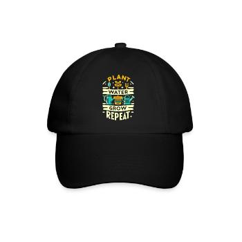 Pflanze Wasser Wachsen Wiederholen - Baseballkappe - Schwarz/Schwarz - Vorne