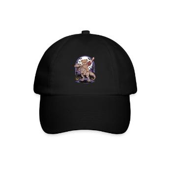 Teddy bear riding a dinosaur on Halloween - Baseball Cap - black/black - Front