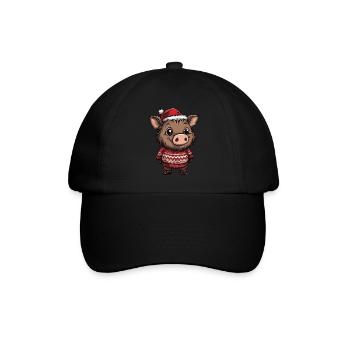 Pig Christmas Wild Boar - Baseball Cap - black/black - Front