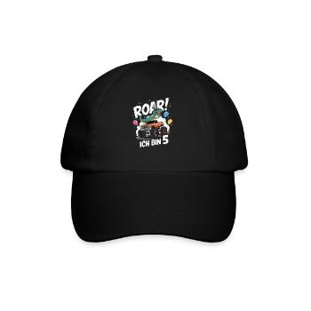 5. Geburtstag 5 Jahre Dino Monstertruck Fan - Baseballkappe - Schwarz/Schwarz - Vorne