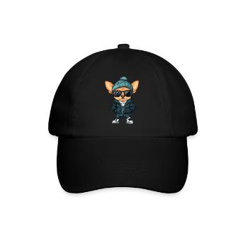 Chihuahua chien bande dessinée cool - Casquette classique - noir/noir - Devant