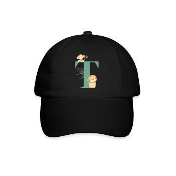 Lettre t vert animaux jungle - Casquette classique - noir/noir - Devant