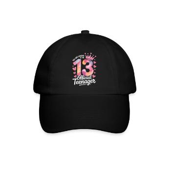 13th birthday teenager gift - Baseball Cap - black/black - Front