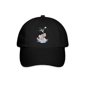 Elephant Baby Elephant Water Splash Summer Bathing - Baseball Cap - black/black - Front