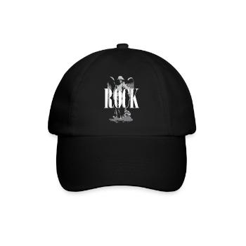 Rock logo with Angel wings - Baseball Cap - black/black - Front