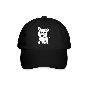 Cute Piggy Silhouette Animal Motif - Baseball Cap - black/black - Front
