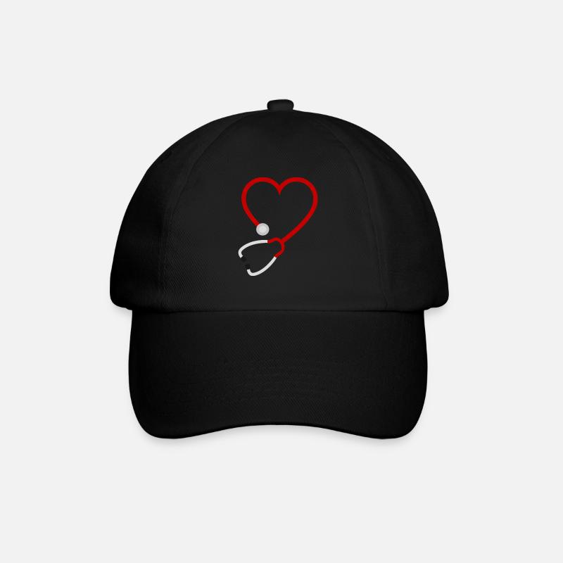 Stethoskop I heart Medicine - Baseballkappe - Schwarz/Schwarz
