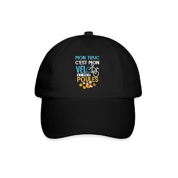 Vélo Mon truc c est mon velo et mes poules velo - Casquette classique - noir/noir - Devant