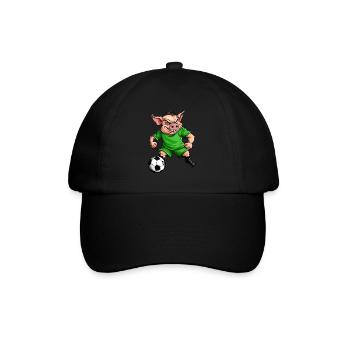 green soccer piggy - Baseball Cap - black/black - Front
