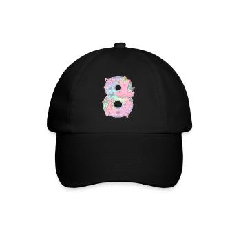 Ballerina 8. Geburtstagsparty Nummer 8 - 8 Jahre - Baseballkappe - Schwarz/Schwarz - Vorne