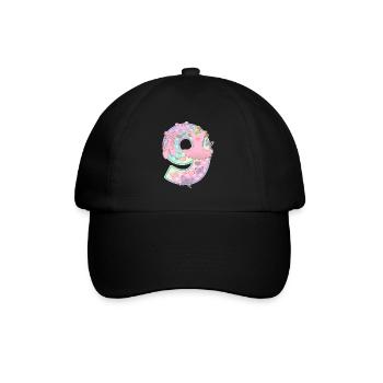 Ballerina 9. Geburtstagsparty Nummer 9 - 9 Jahre - Baseballkappe - Schwarz/Schwarz - Vorne