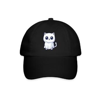 Cat Halloween Comic Ghost - Baseball Cap - black/black - Front
