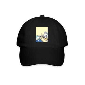 Retro Los Angeles Santa Monica Pier - Baseballkappe - Schwarz/Schwarz - Vorne
