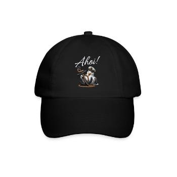 Ahoy! Funny Seagull with Anchor - Baseball Cap - black/black - Front