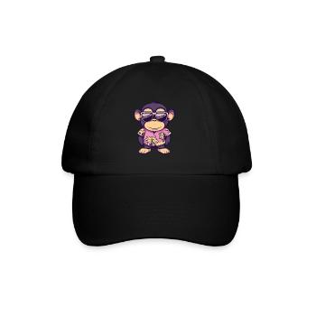 Affe Comic Lustig Sommer - Baseballkappe - Schwarz/Schwarz - Vorne