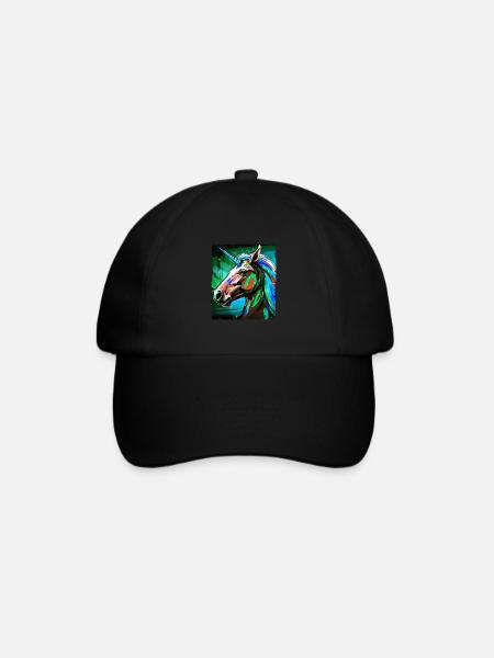 Einhorn Porträt - Baseballkappe - Schwarz/Schwarz