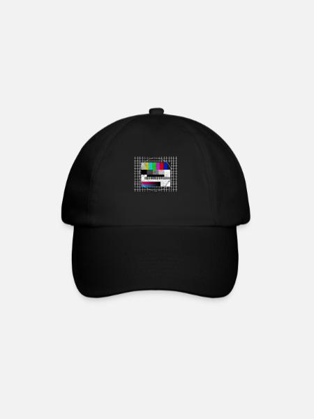 TV Testbild Retro 80er Jahre Kostüm - Baseballkappe - Schwarz/Schwarz