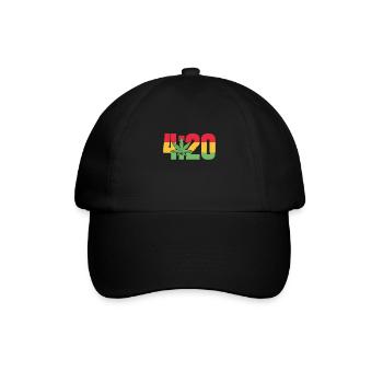420 Cannabisblatt Jamaika - Baseballkappe - Schwarz/Schwarz - Vorne