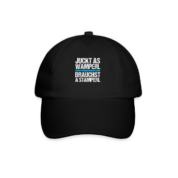 Bier - stamperl für wamperl - Baseballkappe - Schwarz/Schwarz - Vorne