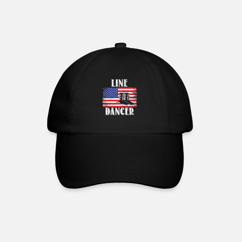 Linedance Line Dancer USA Flagge - Baseballkappe - Schwarz/Schwarz