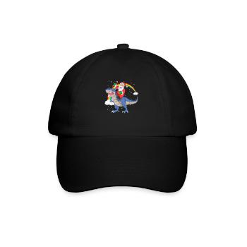 Weihnachtsmann reitet Trex Dinosaurier Weihnachten - Baseballkappe - Schwarz/Schwarz - Vorne