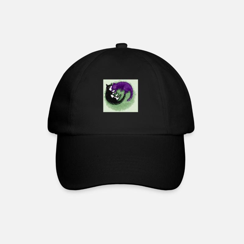 Ying Yang Katzen - Baseballkappe - Schwarz/Schwarz