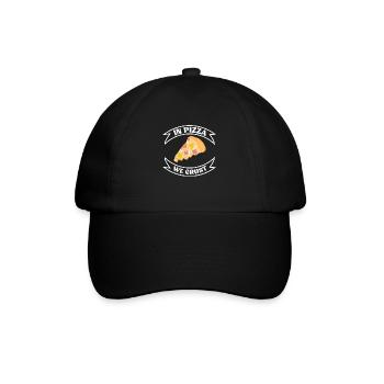 In Pizza vertrauen wir - Baseballkappe - Schwarz/Schwarz - Vorne