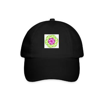 Blume des Lebens pink grün - Baseballkappe - Schwarz/Schwarz - Vorne