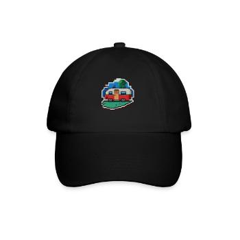 pixel vintage camper car - Baseballkappe - Schwarz/Schwarz - Vorne