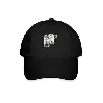 The cow in pencil n°3 - Baseball Cap - black/black - Front