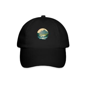 Mountains with River Nature Illustration/Grafik - Baseball Cap - black/black - Front