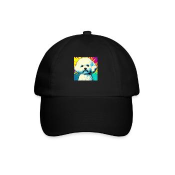 Bichon Frisé Pop Art - Baseballkappe - Schwarz/Schwarz - Vorne