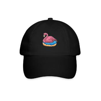 Ente mit Donut Lustiges Flamingo T-Shirt - Baseballkappe - Schwarz/Schwarz - Vorne