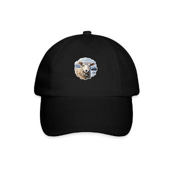 Winterlandschaft mit Schaf - Baseballkappe - Schwarz/Schwarz - Vorne