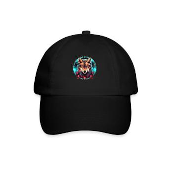 Wolf with Xmas Ornament, Love Wolfs - Baseball Cap - black/black - Front