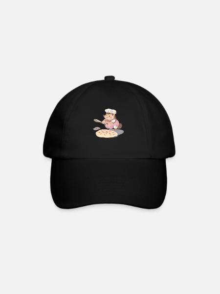 Fröhlicher Igel-Bäcker: Herzliche Genüsse - Baseballkappe - Schwarz/Schwarz