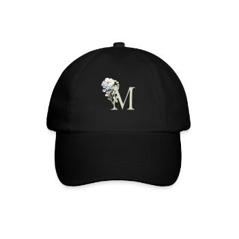 M mit Blumen - Baseballkappe - Schwarz/Schwarz - Vorne