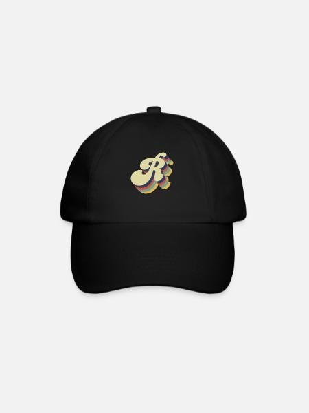 Retro Letter R - Baseball Cap - black/black
