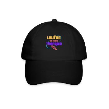Laufen Joggen ist meine Therapie - Baseballkappe - Schwarz/Schwarz - Vorne