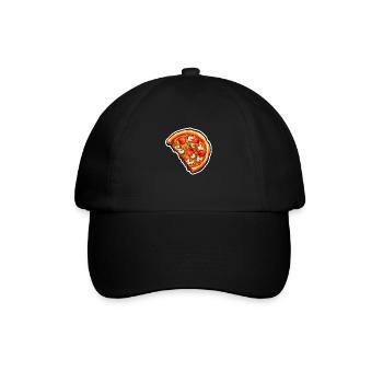 Pizza Hälfte - Baseballkappe - Schwarz/Schwarz - Vorne