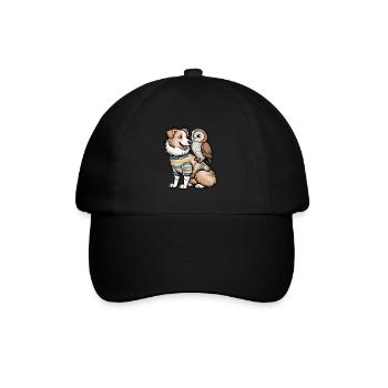 Cute Australian Shepherd with Owl - Baseball Cap - black/black - Front