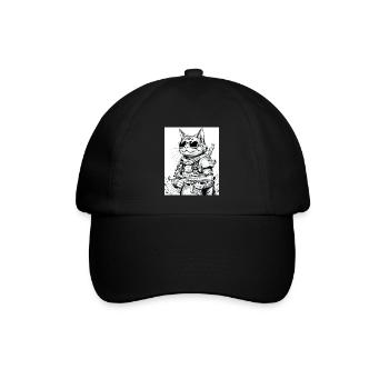 Image de chat guerrier du futur. - Casquette classique - noir/noir - Devant